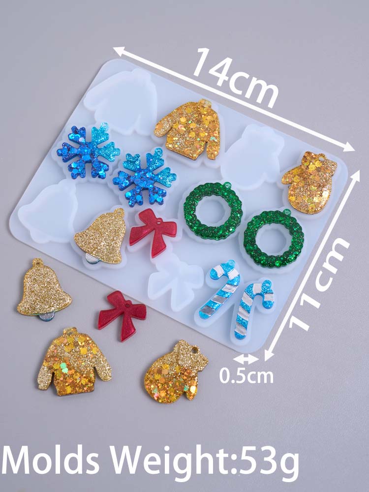 Christmas Series Earring Pendant Resin Mold DIY Christmas Tree Elk Snowflake UV Epoxy Molds Keychain Jewelry Craft Gifts Making