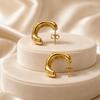 Creative Gold Half-Square Stainless Steel Stud Earrings