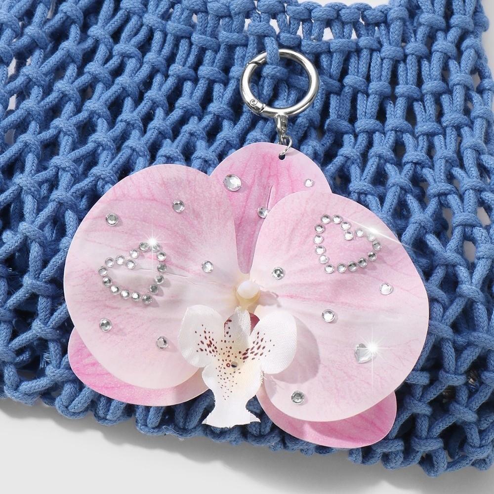 Simulation Butterfly Orchid Orchid Lily Keychain Rhinestone Pearl Flower Bag Pendant Simulation Flower Keychain