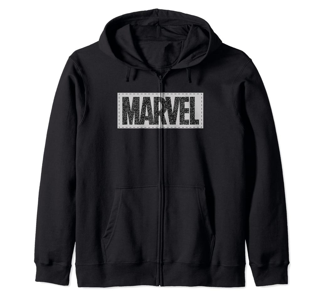 Marvel Logo Black White Gray Zip Hoodie