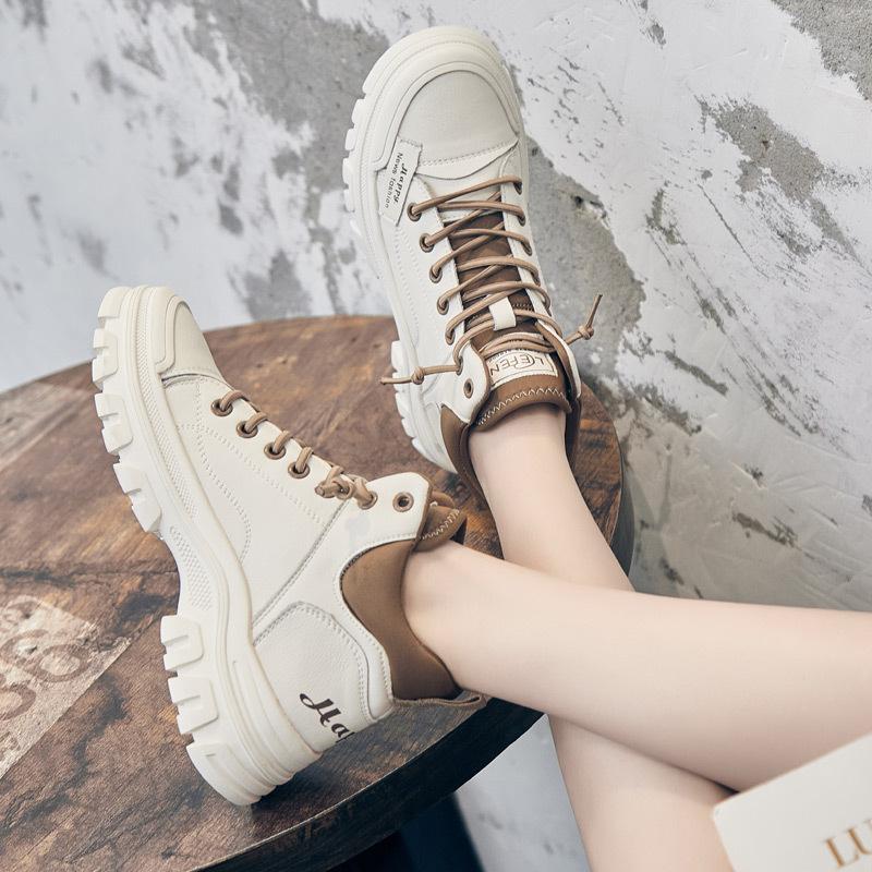 Fashion GKTINOO 2025 Autumn Winter Shoes Genuine Leather Sneakers Fashion Boots for Women Thick Sole Women Ankle Boots Ladies Botas