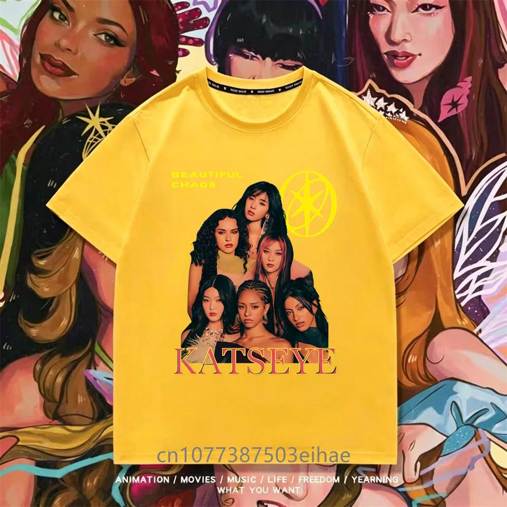 Katseye Kpop T Shirt Unisex Short Sleeve Top Boys Girls Megan Daniella Manon Lara Sofia Yunchae Idol Fan Collect Daily Clothes