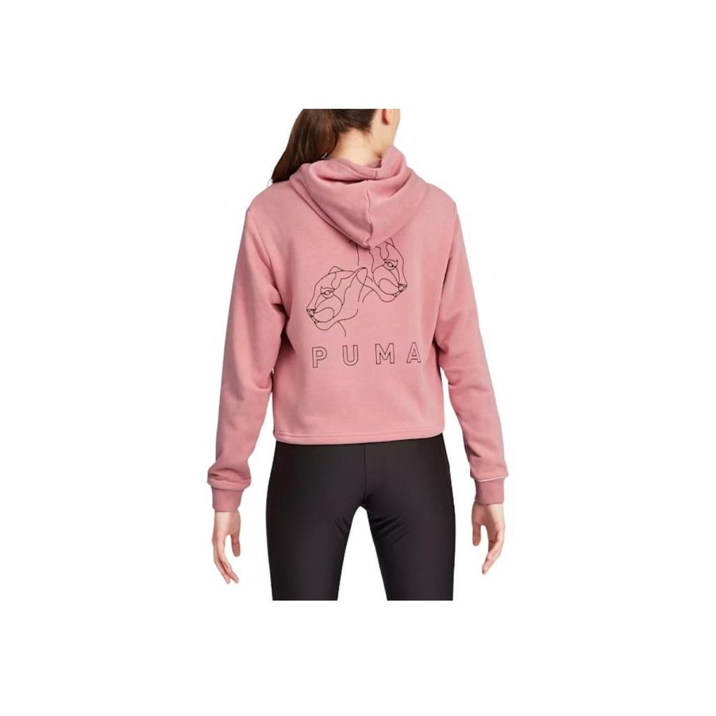Puma Style Cat Cropped Hoodie Women Tops Bridal-Pink 587162-14