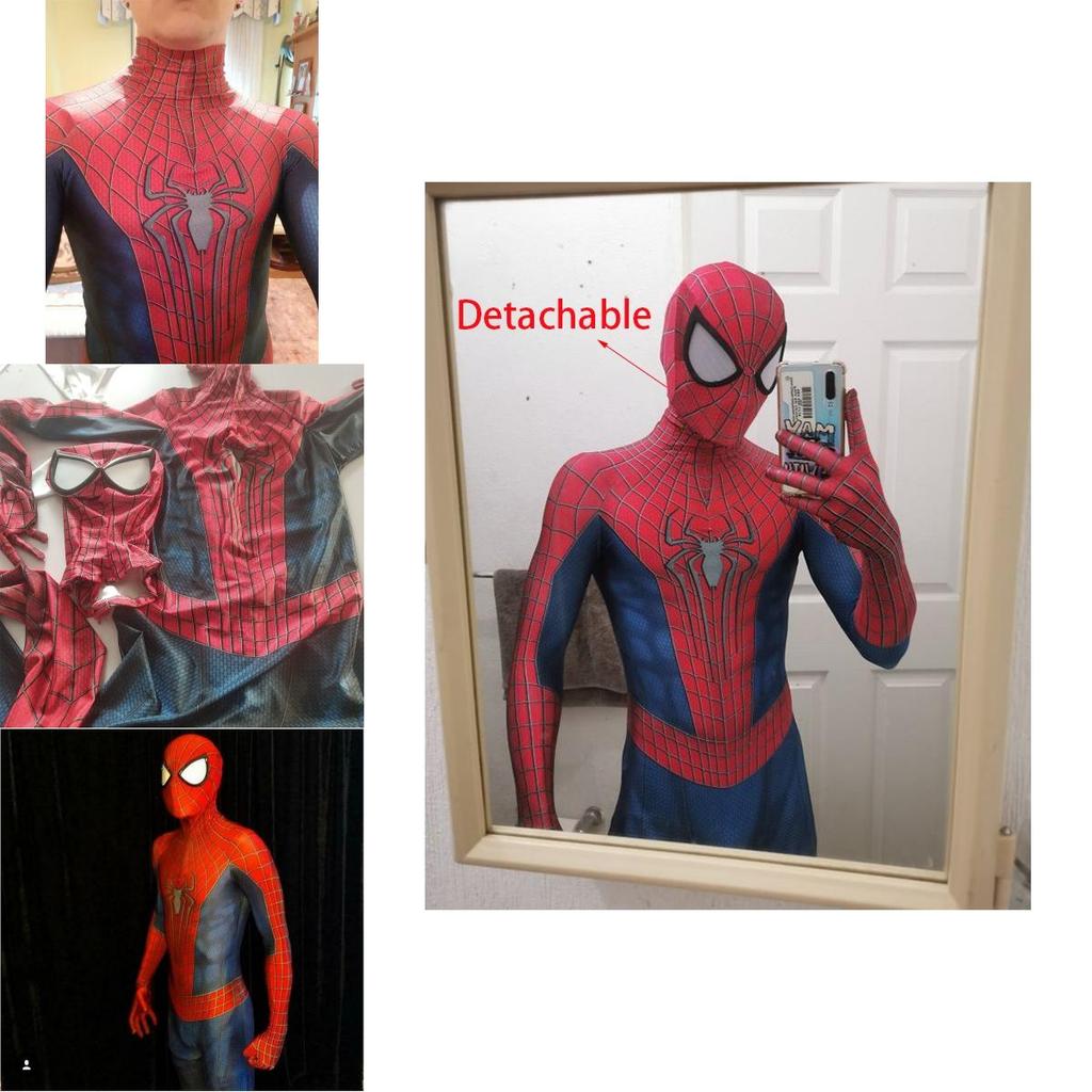 Nefes Alabilen Rahat Yetişkinler İçin Örümcek Adam Zentai Takımı Cadılar Bayramı Kostümü