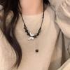 Butterfly necklace female ethnic style high sense retro natural stone beaded collarbone chain accessories female