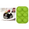 Round Silicone 6 Holes Semi-Sphere Non Stick Mold Cake Baking Mould Green