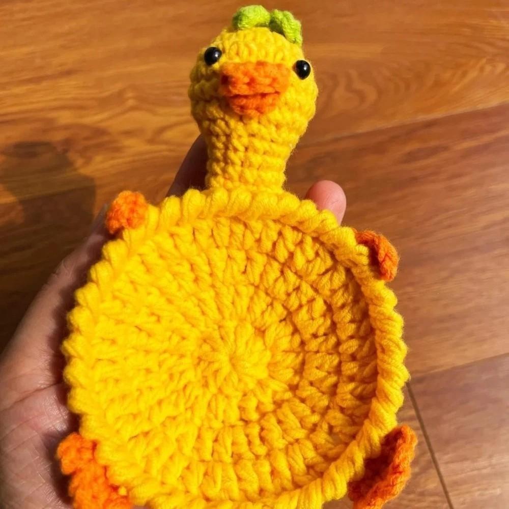 

Heat Resistant Crochet Turtle Coaster Funny Animal Drink Coaster Knitted Cup Mat Desk Decor Duck
