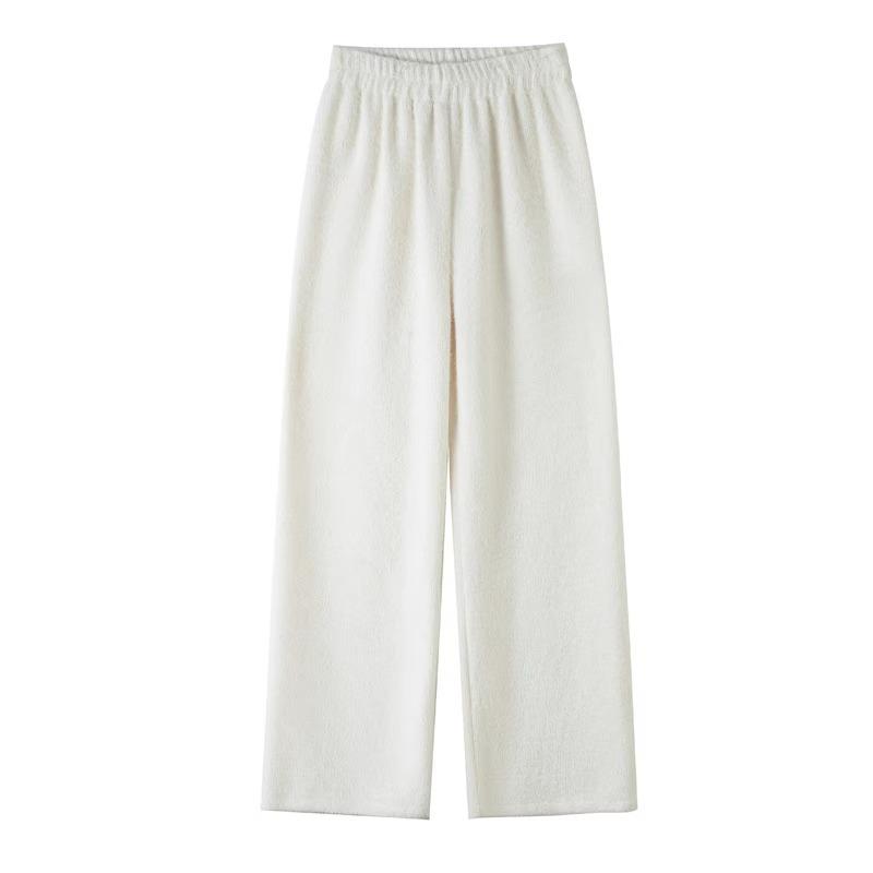 Women's Petite Soft Mink Cashmere Wide-Leg Lazy Casual Pants