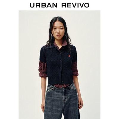 UR 2026 Women's Slim Fit Embroidered Cable Knit Polo Sweater