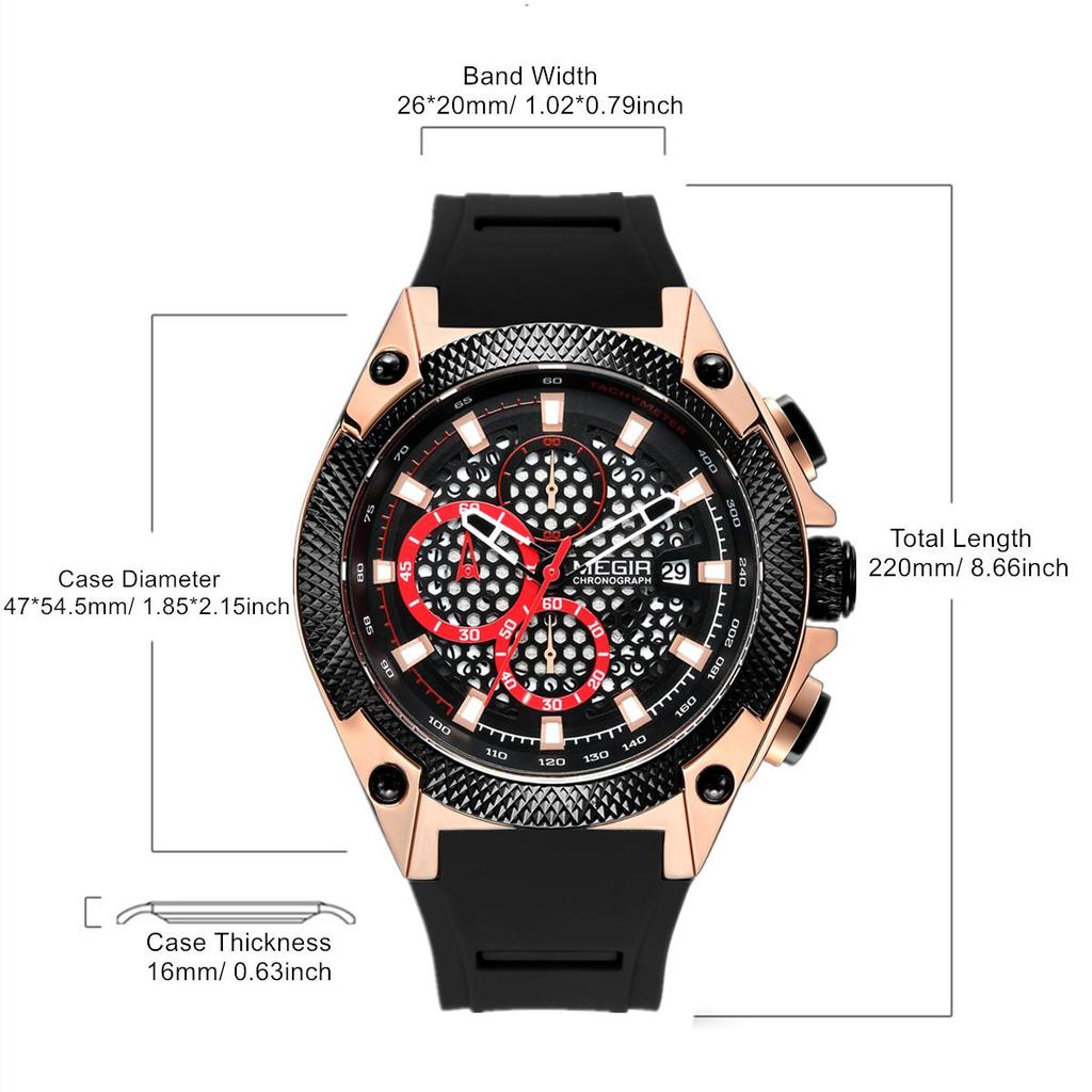 Megir Men Sport Watch Relogio Masculino Blue Silicone Strap Mens Watches Top Brand Luxury Luminous Waterproof Quartz Watch Man