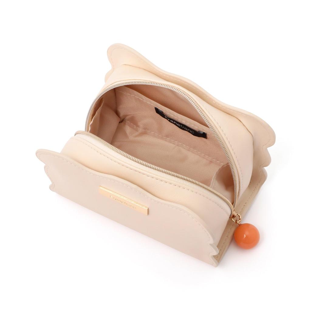 Francfranc Wave Shape Makeup Accessory Case Pouch, Small, Ivory, Pouch,