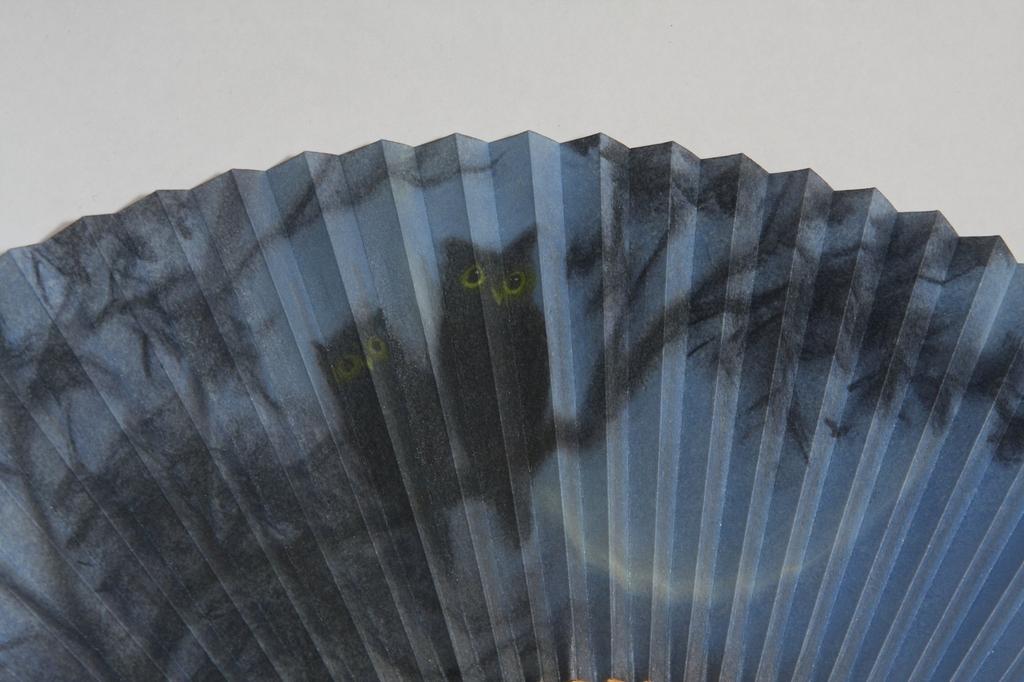 Folding Owl Design for Good Fortune and Made by Kyoto Comes with Fan Case and Paper Box [Hasegawa] Men's Fan, Wealth, Craftsmen,