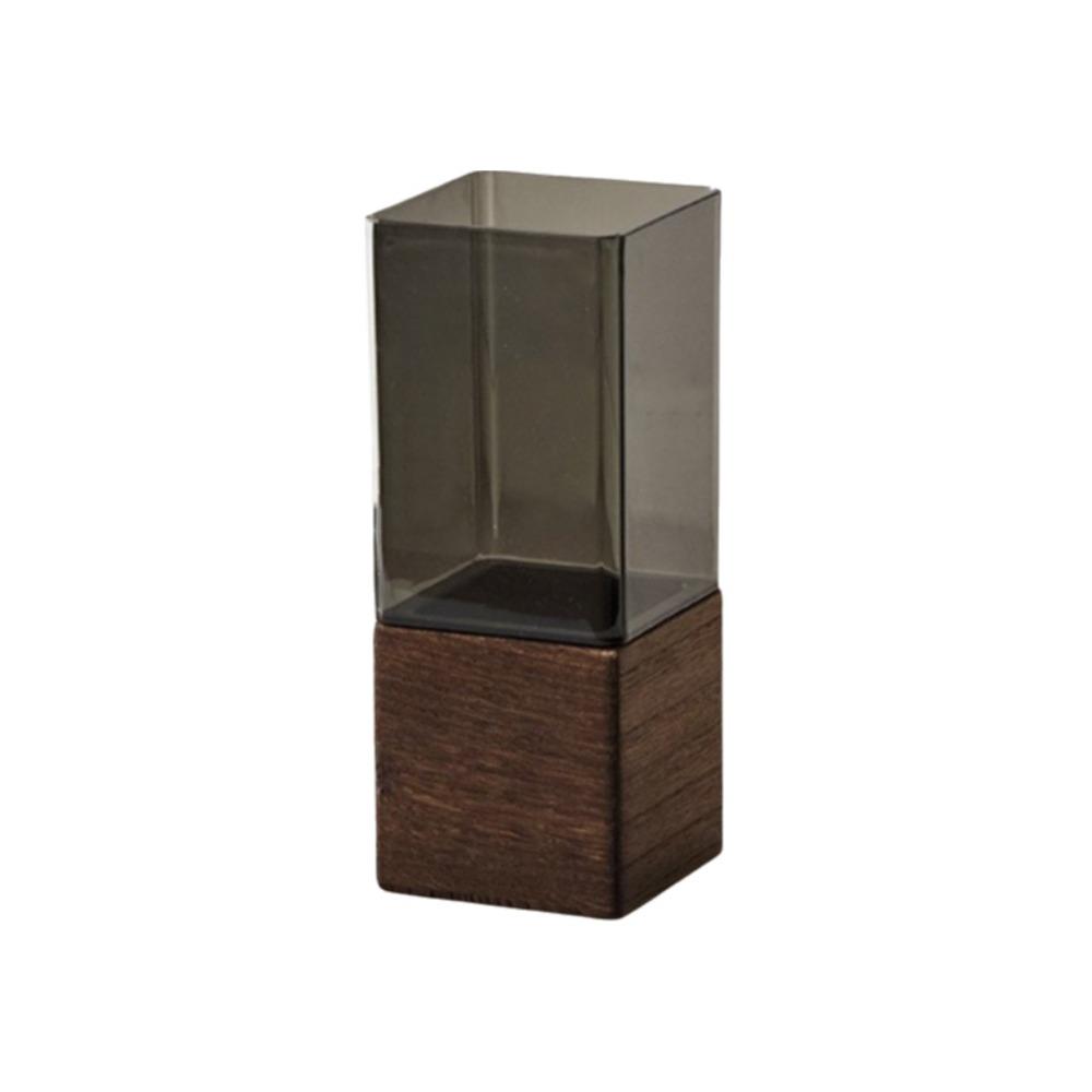 Wooden Base Acrylic Flowers Vase Transparent Light Luxury Vase Simple Hydroponic Vase  Living Room