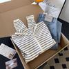 Early Autumn Hooded Striped Knitted Cardigan Women's Loose and Thin Soft Waxy Top