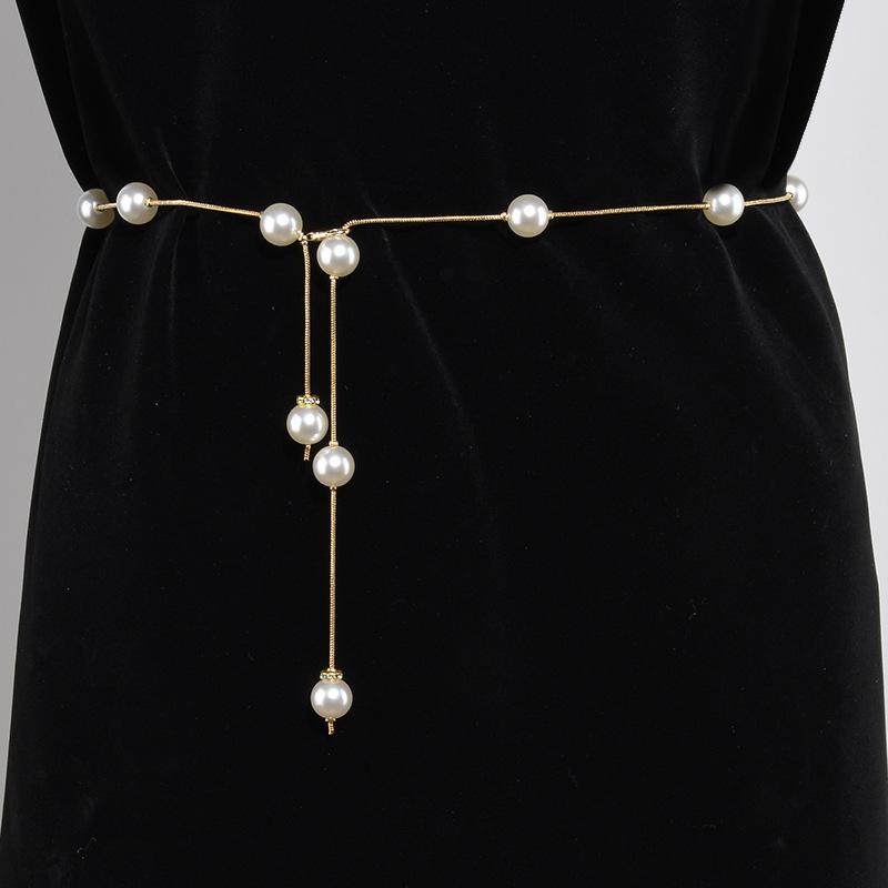 Sweet and Simple Dress Accessories Pearl Waist Chain Women Korean Style Women's Fashion Decoration Thin Belt Pearl Chains