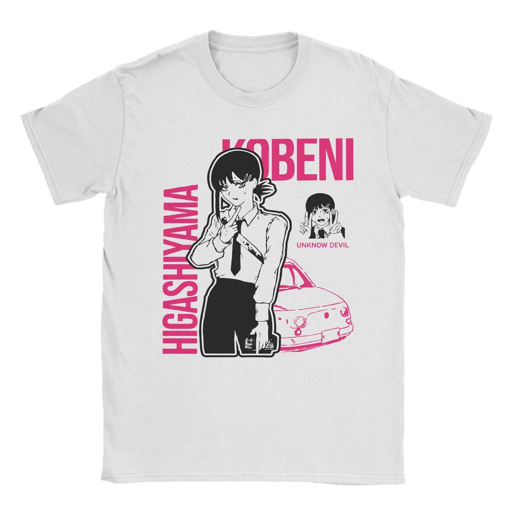 Volnočasové pánské bavlněné tričko s kulatým výstřihem a krátkým rukávem s anime potiskem Chainsaw Man Kobeni Higashiyama Letní topy