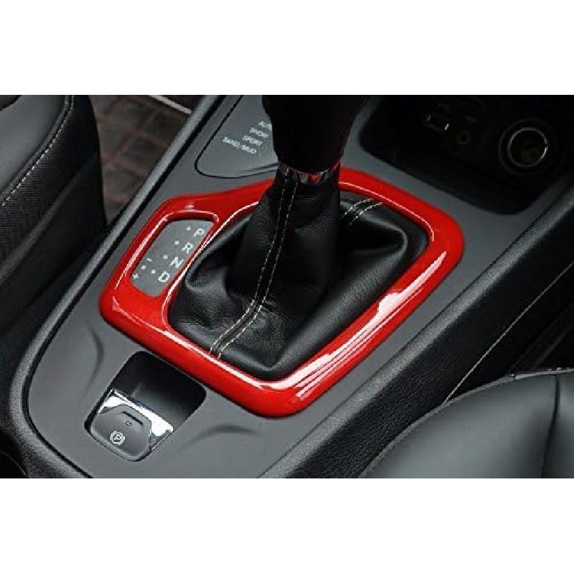 Nicebee Red Shift Knob Panel Central Control Panel Frame Trim Cover for Jeep Cherokee 2014-2018