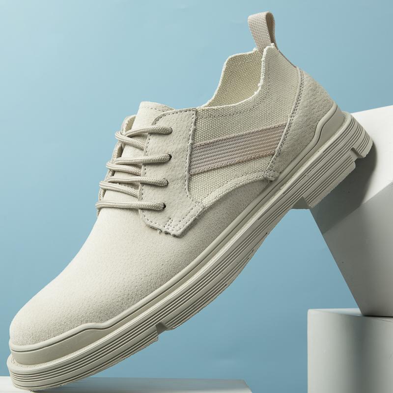 Mens Shoes Suede Leather Oxfords Shoes Men Casual Gents Flats Male Business Sneakers High Quality Comfortable Lace-Up Footwear