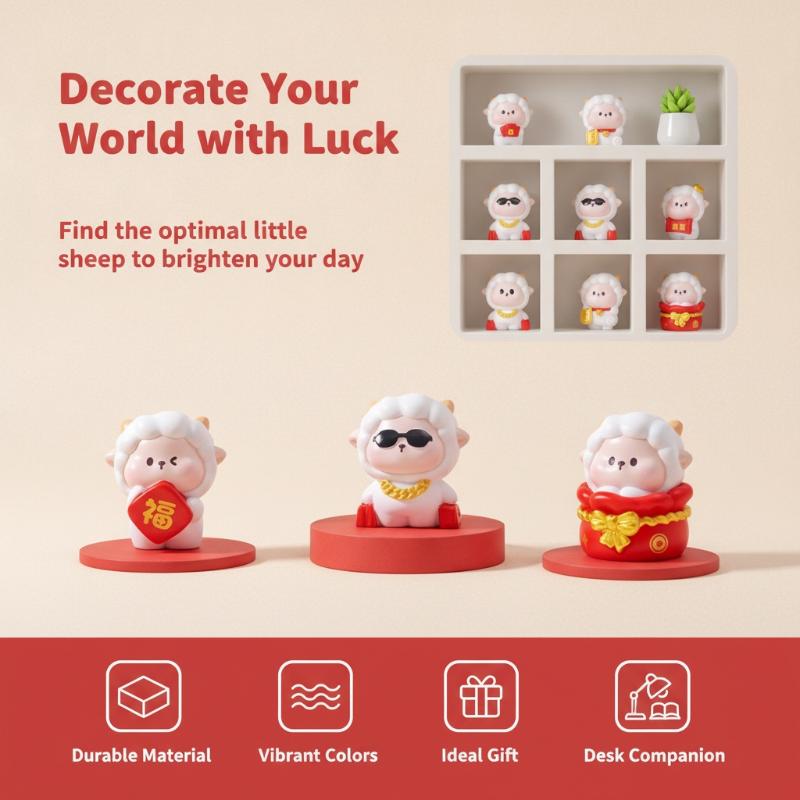Cute 2027 Year Of The Sheep Resin Figurines With Lucky Design Perfect For Chinese New Year Home Desktop Decor Gifts