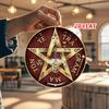 D Flat  Round Aluminum Sign Featuring D Flat Occult Symbols Measuring X Inches Showcasing Esoteric Art And