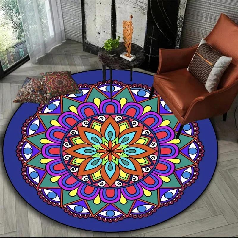 Bohemisk Mandala Rund Sovrum Nattduksbord Mat Korg Hängande Datorstol Golvmatta Meditation Yoga Mat decoracion