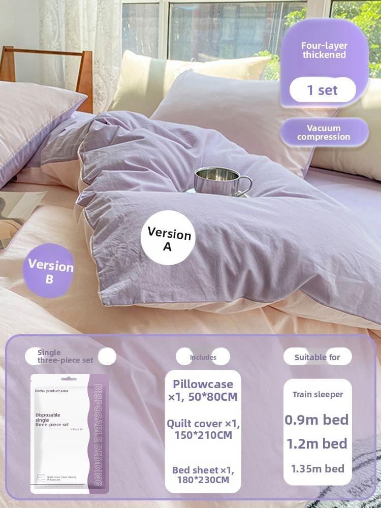 Travel Disposable Bedding Set Thickened Portable Hotel Stay-In Room Linen Cover Pillowcase Durable Hygienic Single Use