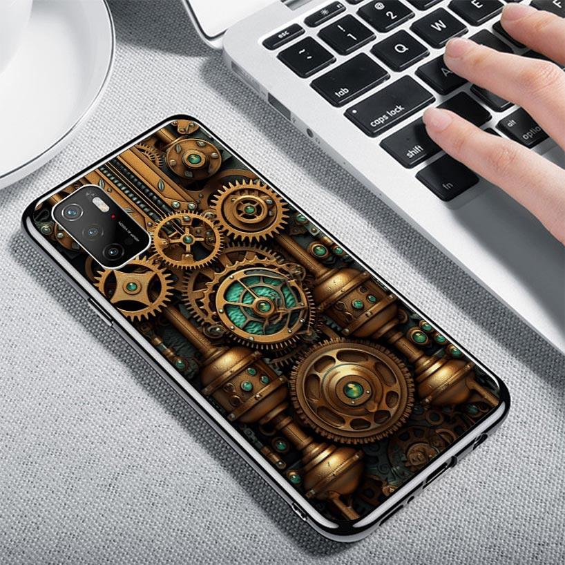 Steampunk Gear Mechanical Case Phone Cover for Xiaomi Redmi Note 10 9 9S 8 8T 7 5 Pro Mi 12T 11T 10T 9T 12 11 Lite A3 A2 Trend F