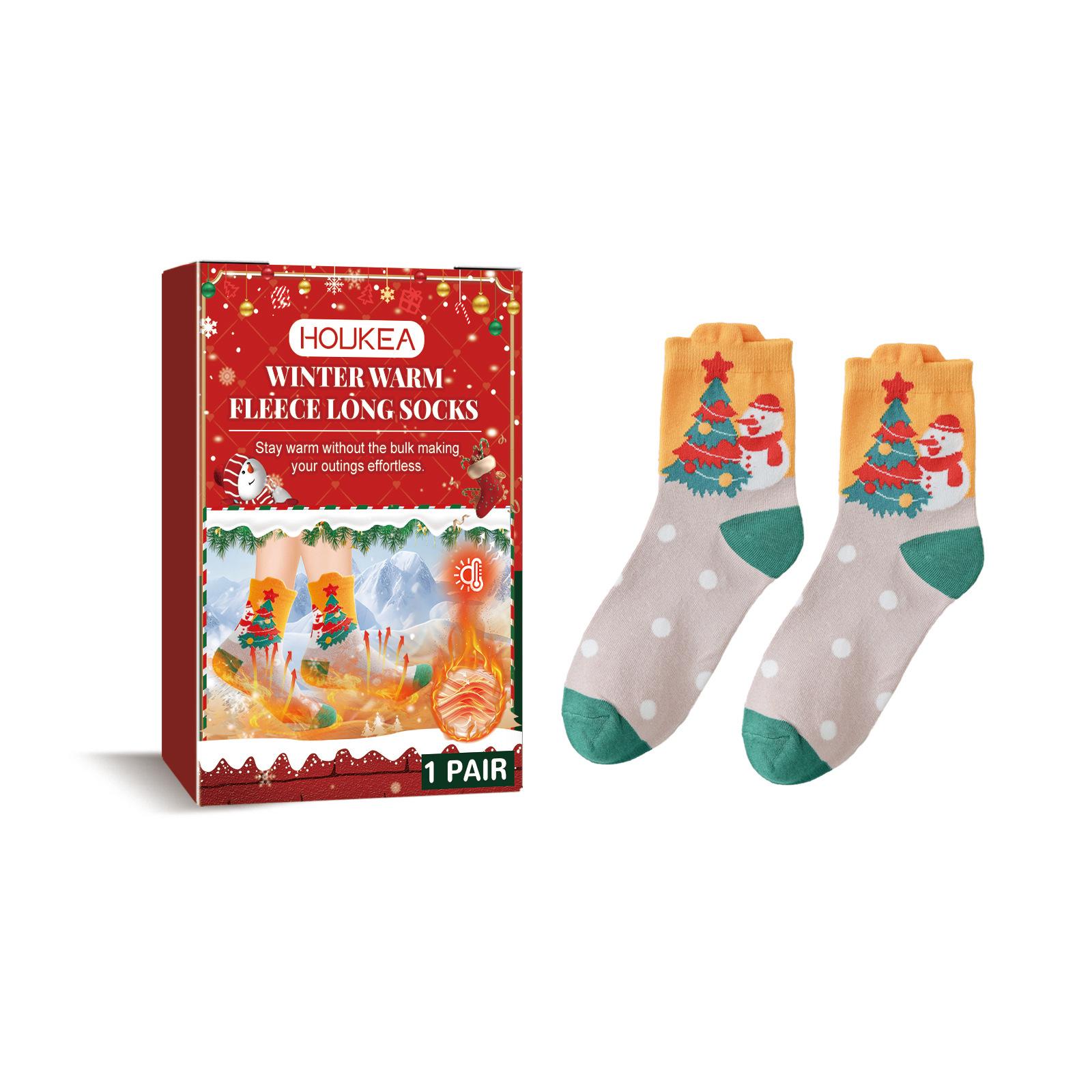 

Теплые зимние носки до середины икры Houkea - Идеальны для рождественских подарков, путешествий на открытом воздухе, катания на лыжах и защиты от холодной погоды.