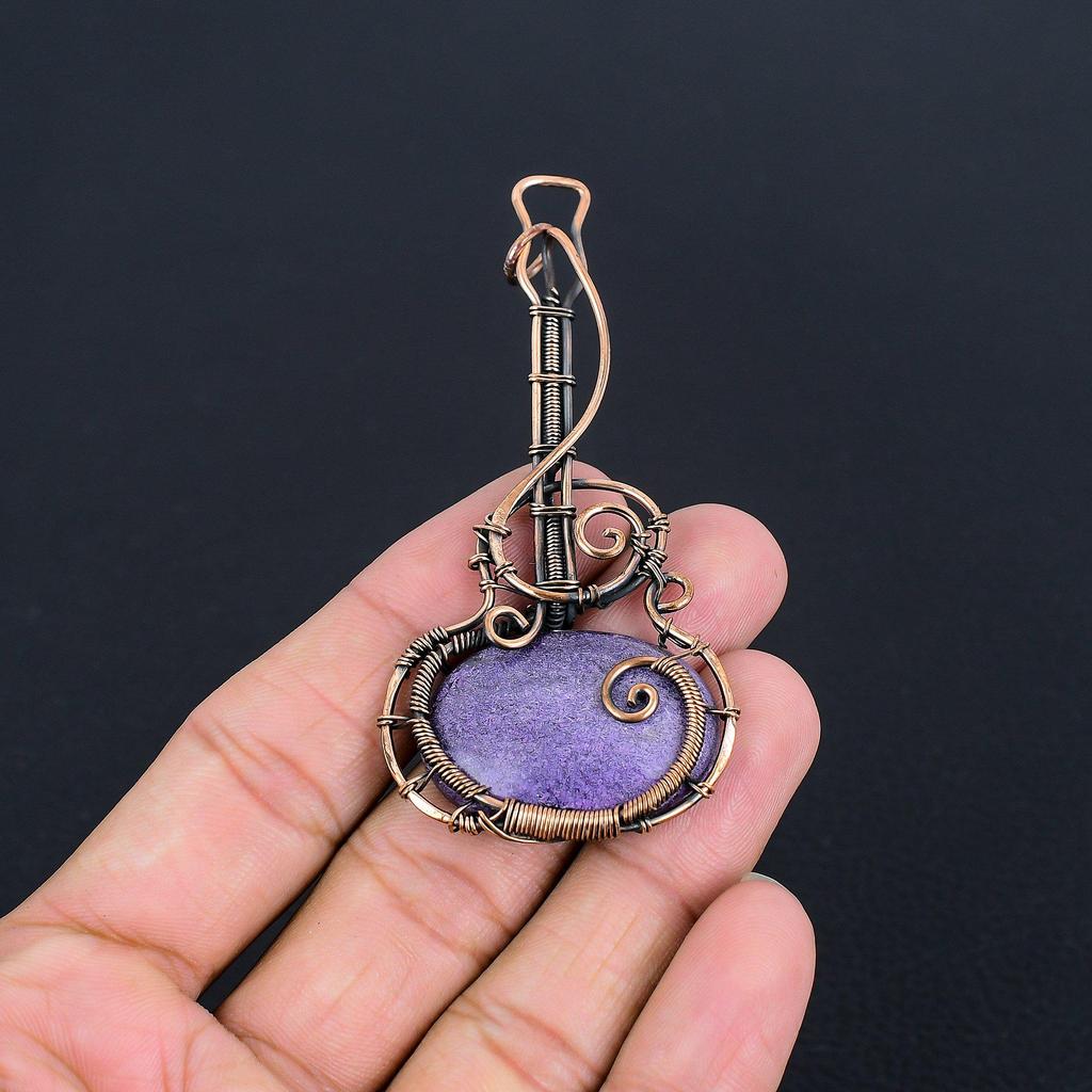 Purpurite Jewelry, 999 Copper Wire Wrapped Pendant Handmade Gemstone Jewelry, Gifts For Wife Brand New Pendant