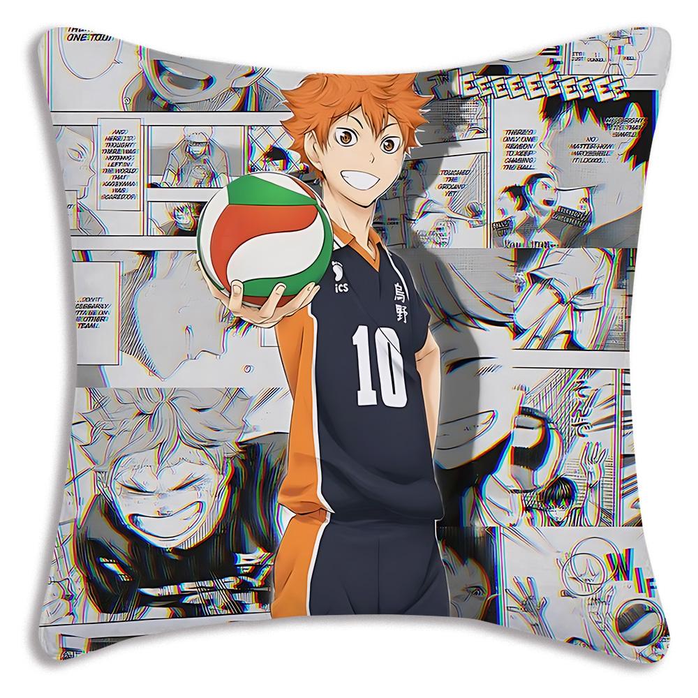 Comic Anime h-Haikyuus Kissenbezüge Cartoon Sofa Dekoratives Zuhause Zweiseitiger Druck Kurzer Plüsch Niedlicher Kissenbezug