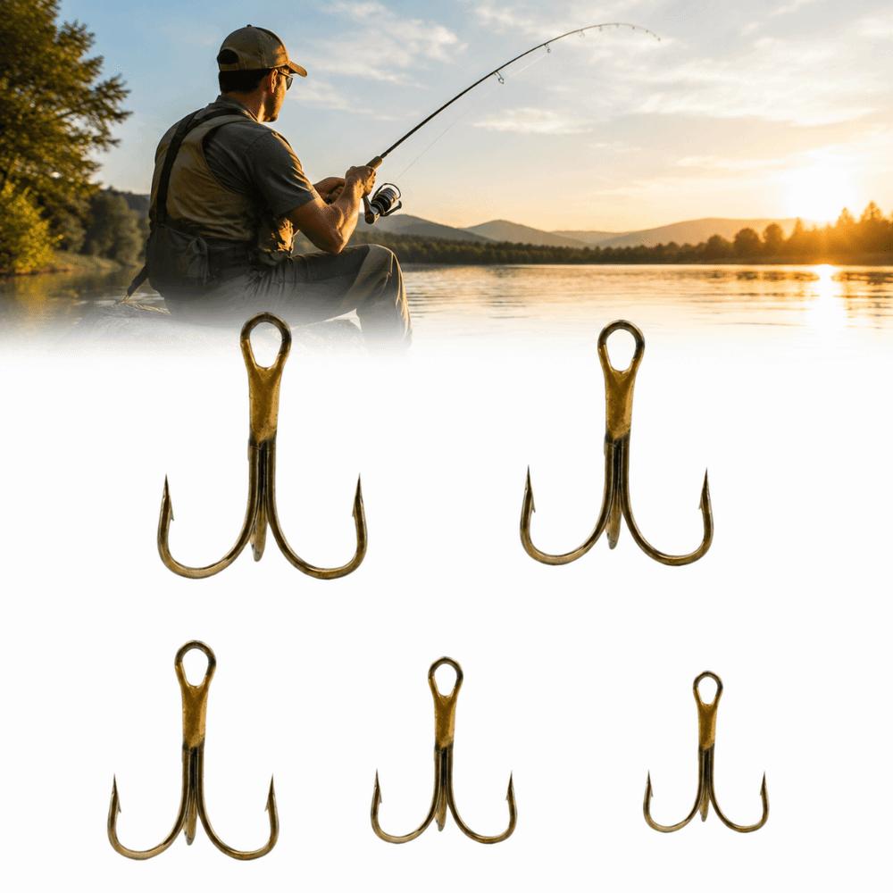 50PCS Strong Sharp Treble Hook Set High Carbon Steel Triple Fishing Hook Trout Fishing