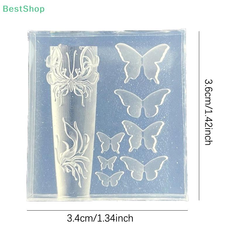 3D Relief Butterfly Silicone Nail Art Mold DIY Nail Decor Transparent Manicure Carving Template