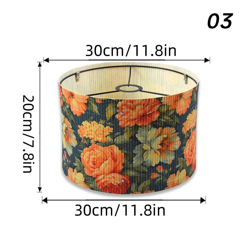 Retro Style Flower Printing Lampshade Hotel Homestay Decor Bamboo Art Floor Lamp Cover Light Cover Living Room Wall Lamp Shade