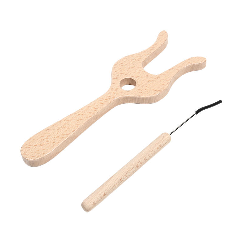 1set 19cm Wooden Fork-shaped Knitting Tool Kids' Handcraft Yarn Flower Knitting Fork