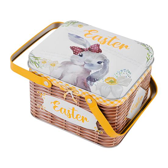 Osterplätzchen Aufbewahrungsbox Tragbare Blech Süßigkeitenbox mit 2 Griffen Leere Blechdose Keks Süßigkeiten Aufbewahrungsbehälter für Osterfest Partyzubehör