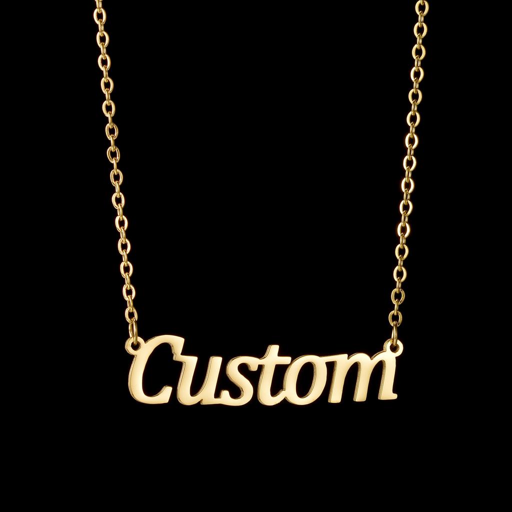 Atoztide Personalized Customized Brand Logo Names Pendant Necklace Stainless Steel Thick Chain for Men Women Jewelry Gift
