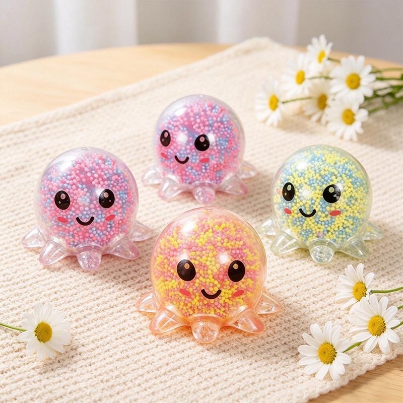 Glowende Licht Inktvis Konijn Stressballen Zacht Knijp Fidget Speelgoed Sensorische Angstverlichting Willekeurige Kleur Bubbel Octopus Bal Cadeau