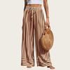 Pantaloni Larghi Estivi a Righe da Donna Vita Elastica Pantaloni Casual con Tasche Leggeri Vestibilità Larga Pantaloni da Spiaggia