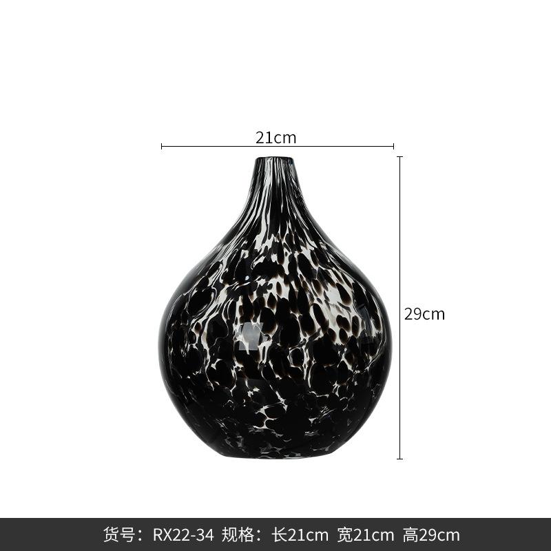 Black White Ink High End Big Belly Small Mouth Glass Vase Home Decor Living Room Flower Vase