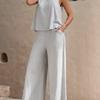 New Women's Sleeveless Vest And Trousers Two Piece Set Fashion Solid Color Two Piece Round Neck Top Pants Suit Casual Set
