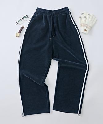 ANALOG MOOD Track Semi-Velour Wide Pants (Navy)