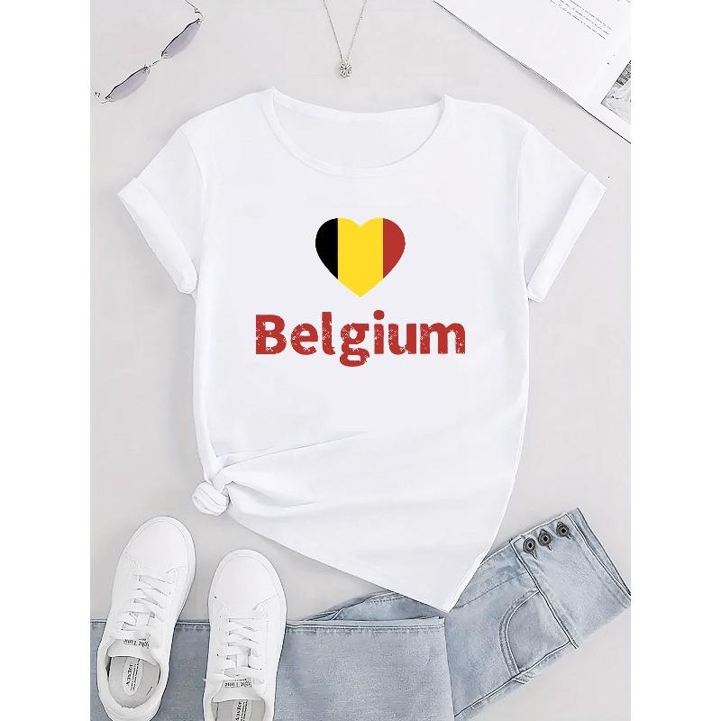 European sizes Women's Belgian Flag Print T-Shirt