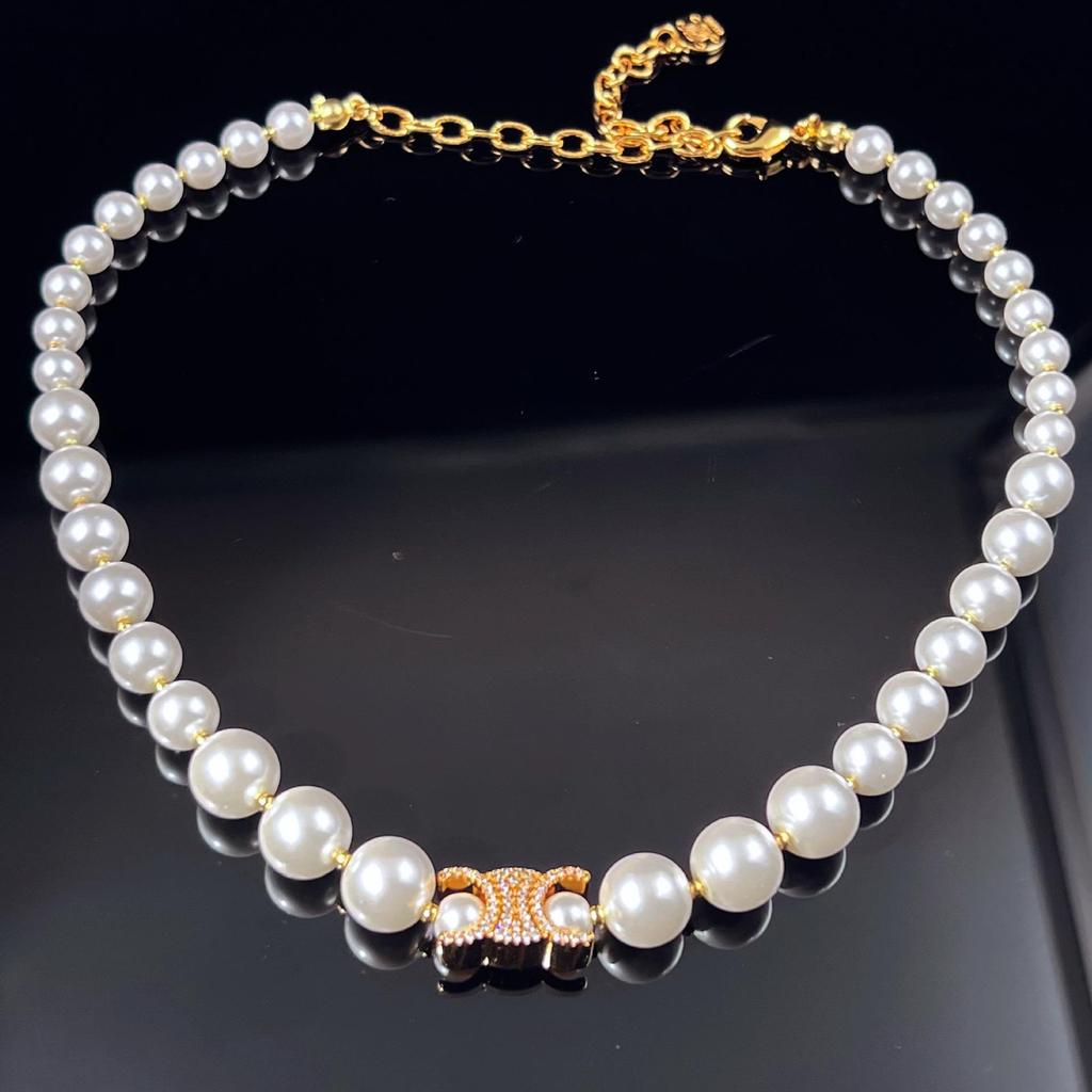 Saijia Zweiseitige Gewebte Schlangenknochen-Halskette mit Perlenarmband und Diamant-Logo - Europäischer und Amerikanischer Luxusstil.