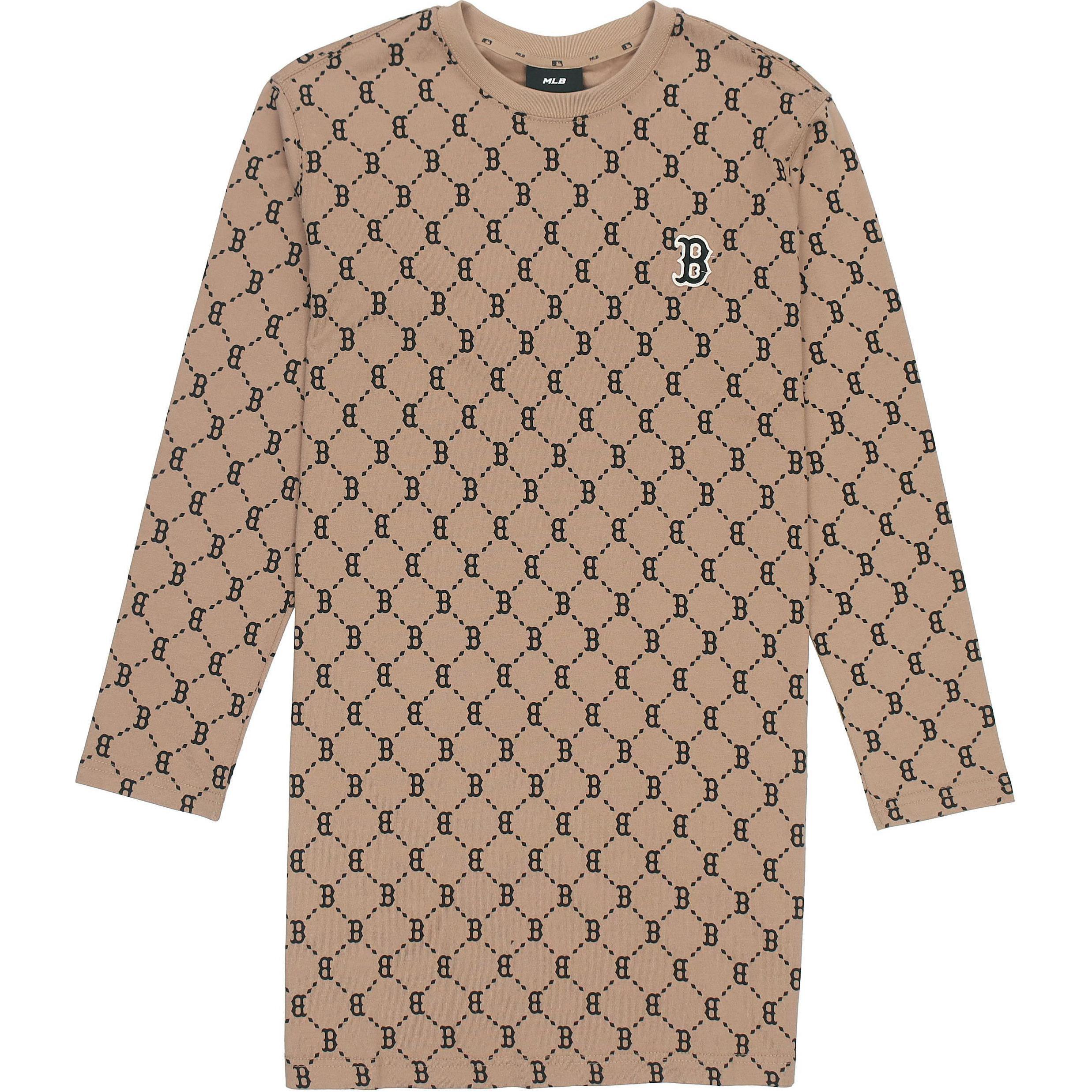 

New MLB Old Flower Long Sleeved Dresses Women s Brown 3FOPM0314-43BGD S