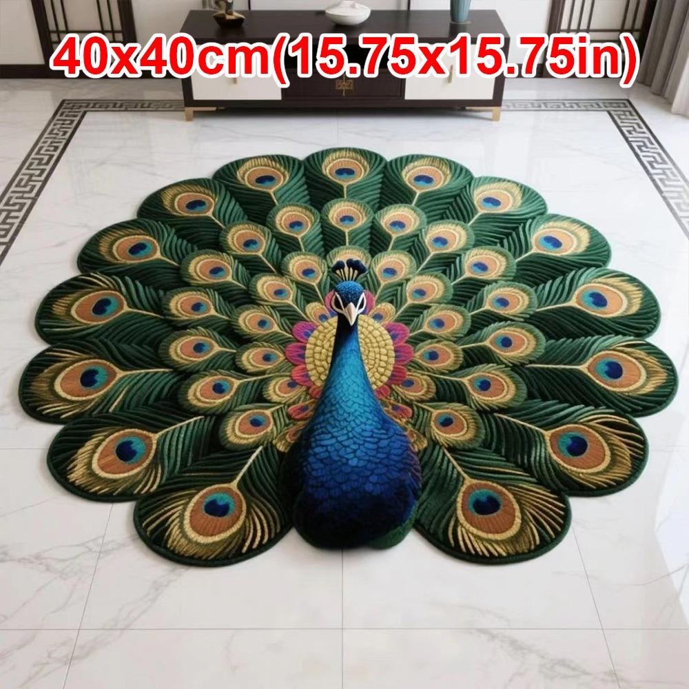 Non-slip Peacock Mat Soft Bathroom Floor Mat Peacock Carpet for Living Room Tea Table Bedside