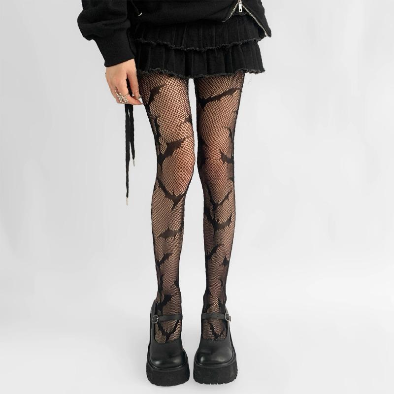 Gothic Dark Tights Sock Hollow Out Mesh Tight Stockings Fishnet Sexy Pantyhose Skull Spider Web Patterned Nylon Stretchy Hosiery