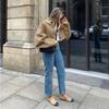 Dámský zkrácený kabát s dlouhým rukávem a knoflíkem, kulatý výstřih, demi-sezónní bunda, svrchní oděv pro office lady, podzim, zima, nový, 2024