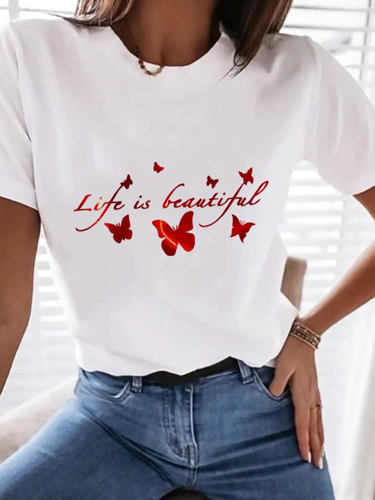 (Asian Size) cartoon trend Women Clothing T Shirt Woman Top Fashion Female Short Sleeve Graphic T-shirts Print Tee