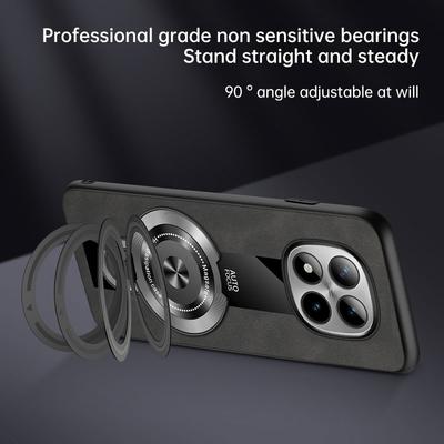 For Magsafe Wireless Charging Case For Redmi Note 15 Pro 5G PU Leather Shockproof Ring Stand Holde Cover For Redmi Note 15 4G