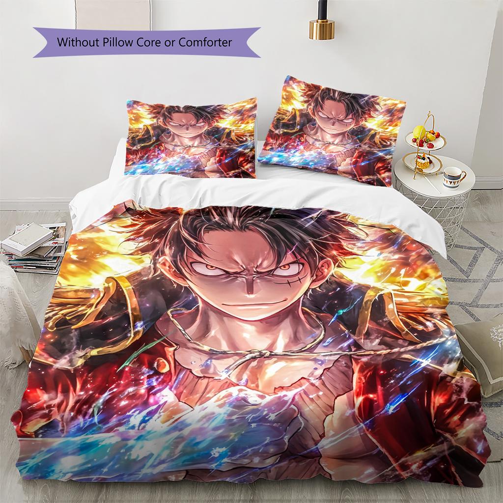 Juego de Ropa de Cama con Estampado de Dibujos Animados Colcha Funda de Colcha Funda de Almohada Decoración del Hogar Regalo de Cumpleaños (1 * funda nórdica + 2 * fundas de almohada, sin núcleo)